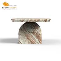 Bases arquées gracieuses Table à manger moderne de luxe en pierre naturelle durable Taille personnalisée pour une utilisation en hôtel