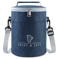 Sac à déjeuner isotherme de style japonais en tissu Oxford avec doublure en aluminium, grand sac bento portable épaissi à bandoulière pour le travail