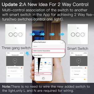 Muilti-control 3 entradas tipo UE WiFi interruptor de luz inteligente táctil de pared con modo de emparejamiento inalámbrico - Product Image 3