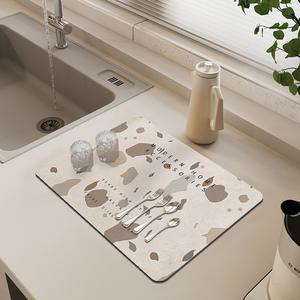 Tapis de drainage pour comptoir de cuisine, rectangulaire, 30x40cm, 40x60cm, antidérapant, absorbant, en fibre de polyester, motif abstrait - Product Image 5