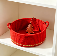 Cesta de Almacenamiento Redonda de Cuerda de Algodón Moderna, Ecológica y Ahorradora de Espacio para Escritorio, para Guardar Llaves, Bocadillos y Juguetes