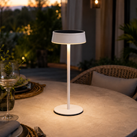 Lampe de table LED solaire rechargeable moderne, charge Type-C, contrôle tactile, intensité réglable, 3 couleurs, sans fil, en métal, pour l'extérieur