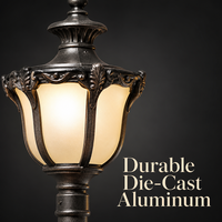 Lampadaire de jardin extérieur vintage européen 115 cm, IP65 étanche, en aluminium bronze antique, pour villa, manoir, propriété
