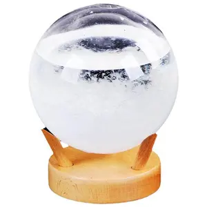 Christmas Snow Globe Storm Glass Weather Predictor Weather Storm Glass  Decorative Bottle Withe a Solid Wooden Base Weather Stations Office Home