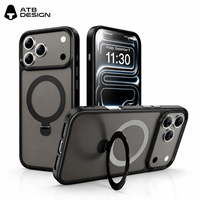 Étui de protection magnétique ATB à chargement sans fil pour iPhone 18 17 16 Pro Max, avec support métallique et toucher soyeux