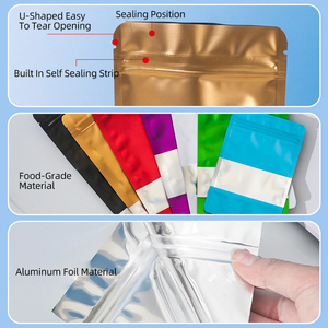 Sachet Doypack en Mylar coloré mat en feuille d'aluminium, refermable, anti-odeur, avec fermeture éclair et fenêtre, pour <span class=keywords><strong>cannelle</strong></span>, épices et poivre - Product Image 3