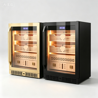 Humidor à cigares avec contrôle constant de la température et de l'humidité, tiroirs en bois de cèdre espagnol, affichage LED, finition noire vernie, solide