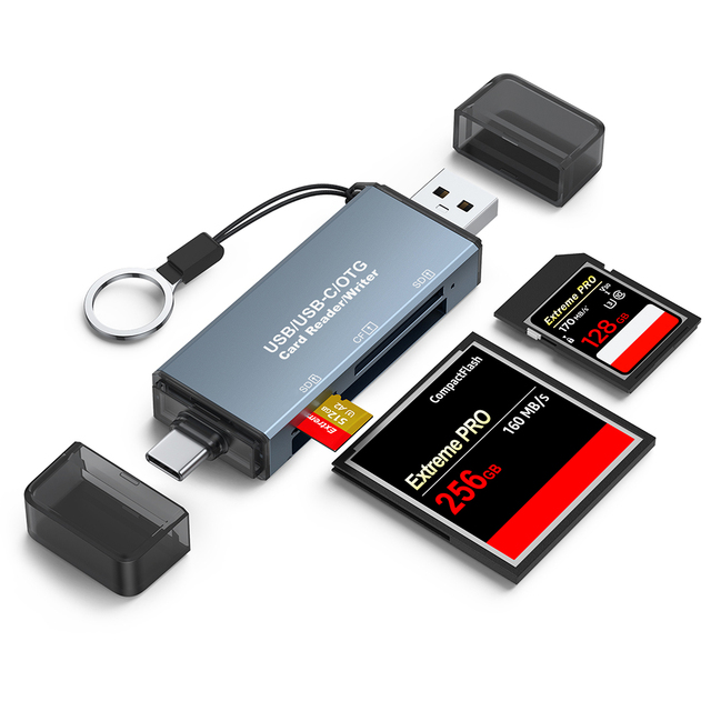 2026 Hot OEM Aluminum 3 in 1 OTG Memory USB 2.0 SD Card CF TF Card Reader USB Type C Adapter for Android Mobile Phone Laptop