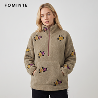 Veste Homme Vintage Broderie Florale Hiver Chaud Polaire Sherpa Épais Streetwear Décontracté Pull En Stock