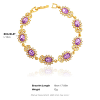 Bracelet en cristal plaqué or, serti de pierres ovales et de fleurs, élégant pour femme, idéal pour mariage, fête ou cadeau.