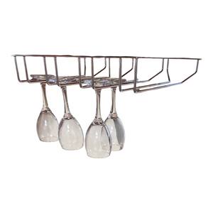 Porte-verres à vin moderne à quatre rangées en acier inoxydable électroplaqué sous l'armoire, support à gobelets pour comptoir de cuisine ou de bar - Product Image 2