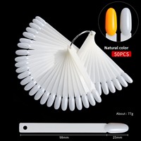 Présentoir de couleurs d'ongles en plastique de haute qualité, en forme d'éventail, 50 pièces, pour la pratique et l'affichage de la colle, idéal pour la vente en gros transfrontalière