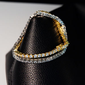 NUOYA 3/4/5 MM Iced Out Diamant-Tennisarmbänder, Gold-/Silberbeschichtetes Messing, Zirkon-Zirkonia-Tennisarmbänder für Herren und Damen - Product Image 6