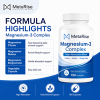 Capsules de magnésium en marque privée OEM, complément nutritionnel minéral, capsules dures, 190 unités