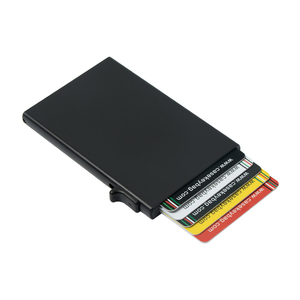 Casekey Custom Color Ultra Thin <b>Metal</b> Smart Slide <b>Wallet</b> Anti-rfid Anti-theft Aluminum Alloy Pop Out Card Holder for Men - Product Image 1