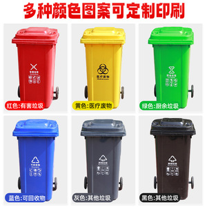 Outdoor <b>Plastic</b> Waste Bins 30-240L Wheeled Rectangular Trash Cans For Community Street Use - Product Image 4