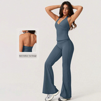 FH Zweiteiliges Damen-Fitness-Outfit vom Hersteller mit V-Taille-Design, Leichtes Elastisches Sportbekleidungs-Set für Workout und Gym