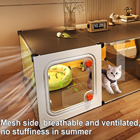 Cage pour chat d'intérieur de luxe, maison pour chat transparente à 1 étage, villa pour chat avec bac à litière pour petits animaux