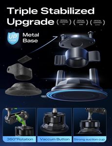 Support magnétique pour téléphone de <span class=keywords><strong>voiture</strong></span>, corps entièrement métallique, fixation par ventouse sur pare-brise, rotatif à 360°, compatible avec les téléphones de 4 à 7 pouces, universel - Product Image 4