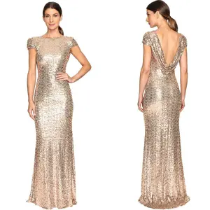 Women's Gold Sequined Backless V Neck Dress Elegant Mermaid Evening Gown  Side Slit Cocktail Party Dresses (Color : Gold, Size : Small) at   Women's Clothing store