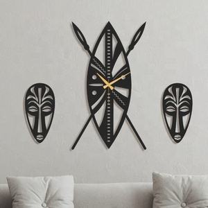 <span class=keywords><strong>Horloge</strong></span> <span class=keywords><strong>murale</strong></span> <span class=keywords><strong>africaine</strong></span> de grande taille en métal, style vintage, décoration intérieure artistique - Product Image 1
