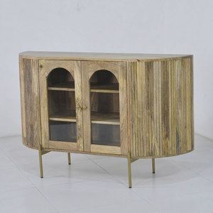 Moderno gabinete de almacenamiento de exhibición de puerta de vidrio de madera de mango sólido 2025 diseño Industrial para el hogar Bar sala de estar Hotel apartamento - Product Image 1