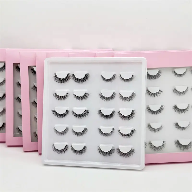 Bulu mata Mink imitasi 3d Qingdao grosir kotak kemasan khusus bulu mata buatan tangan Strip penuh bebas sutra