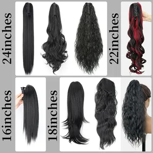 Extensions de cheveux synthétiques longues et droites à clipser, 24 pouces, résistantes à la chaleur, pour femmes, usage quotidien et soirées - Product Image 2