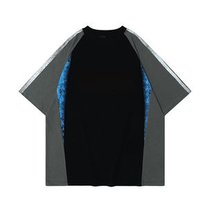 Wholesale Luxury <b>Black</b> Custom Logo Oversize Heavy 100% Cotton Solid Knitted Breathable Men's <b>T</b>-<b>shirts</b> - Product Image 6