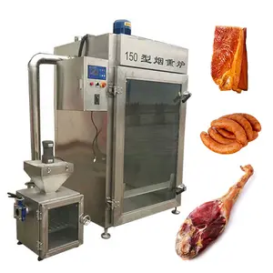 Automatic industrial big catfish brisket salmon smoking oven indoor electric gas heated food fish meat sausage smokehouse