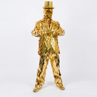 Costume de scène unisexe en PVC avec panneaux réfléchissants LED, style miroir, pour spectacle de danse mécanique, bar, performance, couleur argent