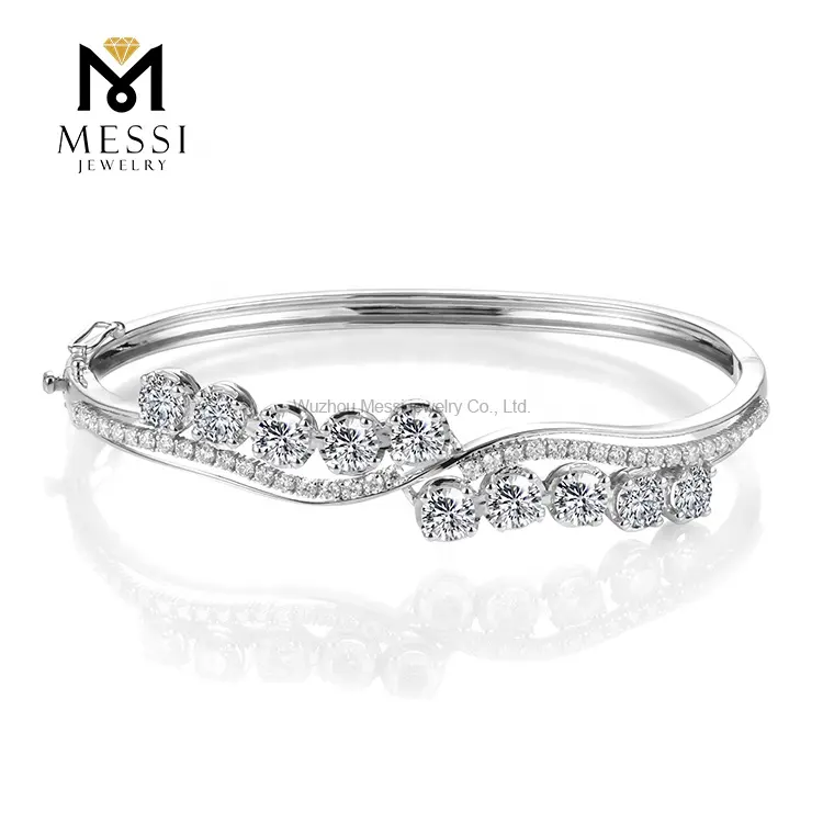 Messi Perhiasan Grosir Harga 14K Emas Putih 18K DEF Moissanite Gelang untuk Wanita