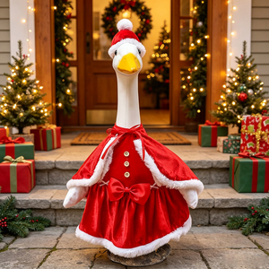 Disfraz de Ganso Navideño para Porche con Gorro de Santa, Ropa de Cosplay para Estatuas de 23 Pulgadas, Decoración para Fiestas de Invierno en el Jardín, Atuendos para Gansos de Porche - Product Image 6