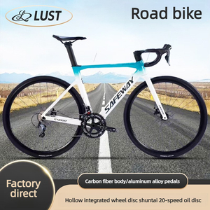 Vélo de route en fibre de carbone Saiwei pour adultes, guidon courbé, transmission 20 vitesses, freins à disque doubles 700C, capacité de charge élevée - Product Image 1