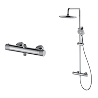SANIPRO Chrome Finition En Alliage De Zinc Matériau Mural 3 Fonctions Thermostatique Bain Douche Robinet Pluie Ensemble De Douche