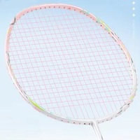 Raquette de badminton 5U 25-27LBS, design original, entièrement en carbone, professionnelle, offensive, légèrement souple, poignée S4, cordes de 0,7 mm