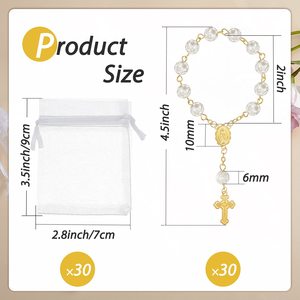 Mini Rosarios, Rosarios <span class=keywords><strong>de</strong></span> Bautizo, Rosarios <span class=keywords><strong>de</strong></span> Dedo en Bolsas <span class=keywords><strong>de</strong></span> Organza para Primera Comunión, Bautizos, Bodas, Recuerdos <span class=keywords><strong>de</strong></span> Fiesta - Product Image 2