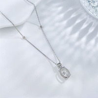 Collier Pendentif en Or Blanc 18 carats avec Diamant de Laboratoire, Chaînes Ajustables Minimalistes de Luxe pour Clavicule, Diamant Ovale et Rond, Chaînes Délicates et Tendance