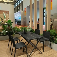 Ensemble table et chaises pliantes modernes pour l'extérieur, plateau en PP, pieds en acier inoxydable, résistant à l'eau, pour balcon, cour, loisirs