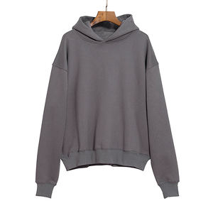 เสื้อมีฮู้ดขนสัตว์สำหรับผู้ชายเสื้อฮู้ดแบบสวมหัวมีฮู้ดเสื้อแนวสตรีทไหล่ทรงโอเวอร์ไซส์ออกแบบโลโก้ได้ตามต้องการ - Product Image 3