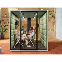 Cabine de bureau insonorisée moderne avec cadre en aluminium, écologique, tailles et couleurs personnalisables, idéale pour bureaux, études, hôtels