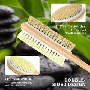 Bathroom Accessories Long Handle <b>Bath</b> 2-In-1 Dry Body Brush for Shower Exfoliating - Product Image 3