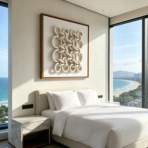 Arte de pared enmarcado con nudo de macramé decorativo interior elegante hecho a mano para decoración del hogar - Product Image 5