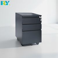 Armoire de classement commerciale en acier à 3 tiroirs entièrement assemblée, design moderne noir avec serrure à clé pour l'école et le bureau à domicile
