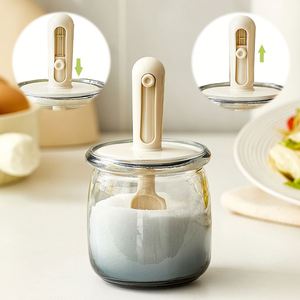 <b>Kitchen</b> <b>Gadget</b> Cooking Organizer 2 in 1 Retractable Spoon & Lid Spice Jar 300ml 10oz Salt Sugar Pepper Condiment Seasoning Jars - Product Image 1