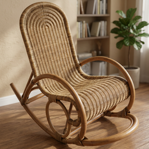 Handmade Contemporary Wicker Rattan Rocking <b>Chair</b>-Breathable Sustainable Outdoor <b>Dining</b> & Living Room Seating Choice - Product Image 3