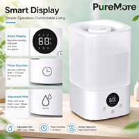Humidificateur ultrasonique 3,2 L pour chambre à coucher, faible bruit 30 dB, facile à remplir et à nettoyer, lumière chaude colorée, humidificateur d'atomisation pour plantes domestiques