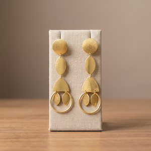 Boucles d'oreilles pendantes en argent faites à la main avec pierres précieuses, style bohème ethnique, plaqué or, pour fiançailles - Product Image 2