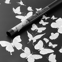 Papier d'emballage imperméable double face enduit de PE, motif papillon et fleur en gelée, pour fleuristes