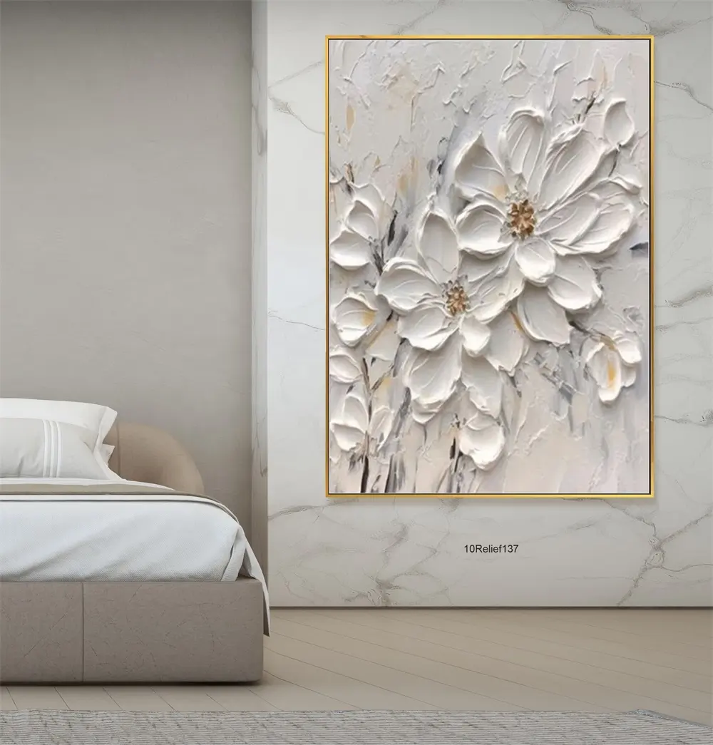 Hot Sale Extra große Wohnkultur hand bemalte Leinwand Kunstwerk moderne Blumen relief Malerei abstrakte Wand kunst